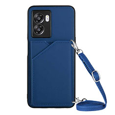 Custodia Lusso Pelle Cover YB3 per Oppo A57 5G Blu