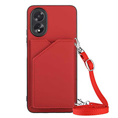 Custodia Lusso Pelle Cover YB3 per Oppo A78 4G Rosso