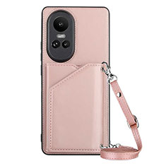 Custodia Lusso Pelle Cover YB3 per Oppo Reno10 Pro 5G Oro Rosa