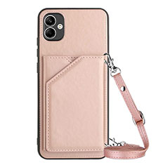 Custodia Lusso Pelle Cover YB3 per Samsung Galaxy A04 4G Oro Rosa