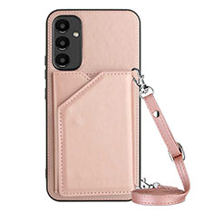 Custodia Lusso Pelle Cover YB3 per Samsung Galaxy A14 4G Oro Rosa