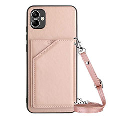 Custodia Lusso Pelle Cover YB3 per Samsung Galaxy F04 Oro Rosa