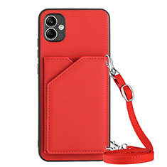 Custodia Lusso Pelle Cover YB3 per Samsung Galaxy F04 Rosso