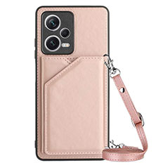 Custodia Lusso Pelle Cover YB3 per Xiaomi Poco X5 5G Oro Rosa