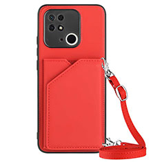 Custodia Lusso Pelle Cover YB3 per Xiaomi Redmi 10 India Rosso