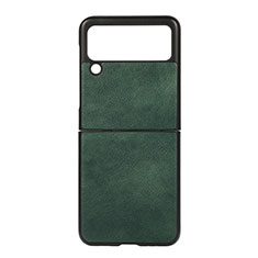 Custodia Lusso Pelle e Plastica Opaca Cover B01 per Samsung Galaxy Z Flip3 5G Verde