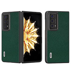 Custodia Lusso Pelle e Plastica Opaca Cover B01H per Huawei Honor Magic V2 Ultimate 5G Verde