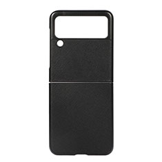 Custodia Lusso Pelle e Plastica Opaca Cover B02 per Samsung Galaxy Z Flip3 5G Nero