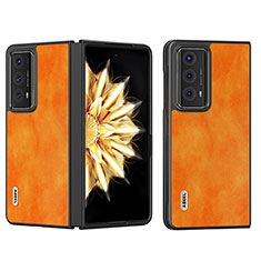 Custodia Lusso Pelle e Plastica Opaca Cover B03H per Huawei Honor Magic V2 5G Arancione