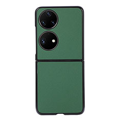 Custodia Lusso Pelle e Plastica Opaca Cover B03H per Huawei P50 Pocket Verde