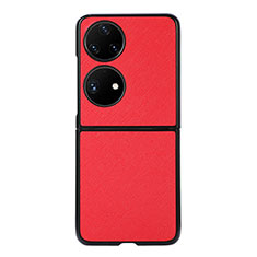 Custodia Lusso Pelle e Plastica Opaca Cover B03H per Huawei P60 Pocket Rosso