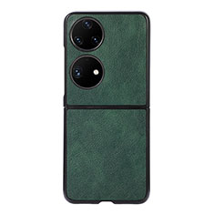 Custodia Lusso Pelle e Plastica Opaca Cover B06H per Huawei P50 Pocket Verde