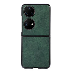 Custodia Lusso Pelle e Plastica Opaca Cover B06H per Huawei P60 Pocket Verde