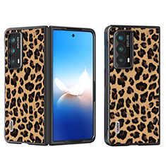 Custodia Lusso Pelle e Plastica Opaca Cover B08H per Huawei Honor Magic Vs2 5G Marrone Chiaro