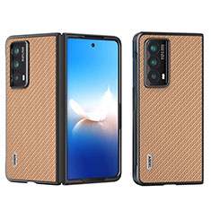 Custodia Lusso Pelle e Plastica Opaca Cover B15H per Huawei Honor Magic Vs2 5G Marrone Chiaro