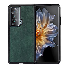 Custodia Lusso Pelle e Plastica Opaca Cover BH1 per Huawei Honor Magic Vs 5G Verde