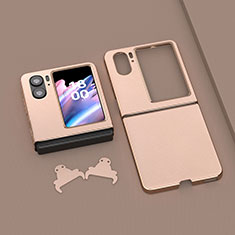 Custodia Lusso Pelle e Plastica Opaca Cover BH13 per Oppo Find N2 Flip 5G Oro