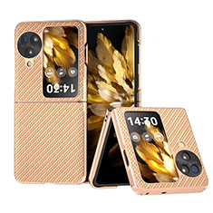 Custodia Lusso Pelle e Plastica Opaca Cover BH17 per Oppo Find N3 Flip 5G Oro