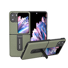 Custodia Lusso Pelle e Plastica Opaca Cover BH18 per Oppo Find N2 Flip 5G Verde