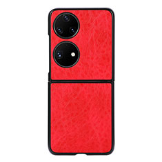 Custodia Lusso Pelle e Plastica Opaca Cover BH4 per Huawei P50 Pocket Rosso