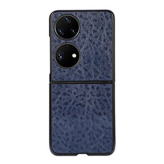 Custodia Lusso Pelle e Plastica Opaca Cover BH4 per Huawei P60 Pocket Blu