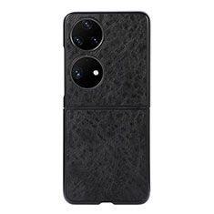 Custodia Lusso Pelle e Plastica Opaca Cover BH4 per Huawei P60 Pocket Nero