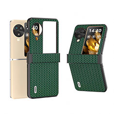 Custodia Lusso Pelle e Plastica Opaca Cover BH4 per Oppo Find N3 Flip 5G Verde