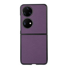 Custodia Lusso Pelle e Plastica Opaca Cover BH8 per Huawei P50 Pocket Viola