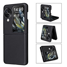 Custodia Lusso Pelle e Plastica Opaca Cover BY1 per Oppo Find N3 Flip 5G Nero