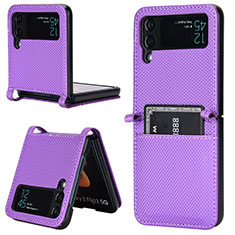 Custodia Lusso Pelle e Plastica Opaca Cover BY1 per Samsung Galaxy Z Flip4 5G Viola