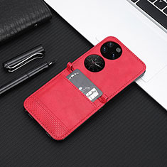 Custodia Lusso Pelle e Plastica Opaca Cover BY4 per Huawei P60 Pocket Rosso