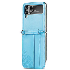 Custodia Lusso Pelle e Plastica Opaca Cover C01 per Samsung Galaxy Z Flip4 5G Blu