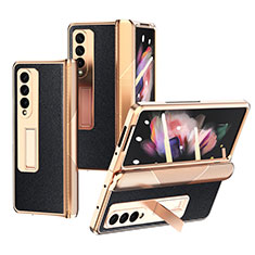Custodia Lusso Pelle e Plastica Opaca Cover C01 per Samsung Galaxy Z Fold3 5G Nero