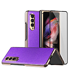 Custodia Lusso Pelle e Plastica Opaca Cover C02 per Samsung Galaxy Z Fold4 5G Viola