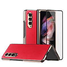 Custodia Lusso Pelle e Plastica Opaca Cover C03 per Samsung Galaxy Z Fold3 5G Rosso