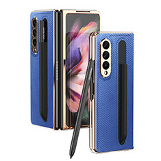 Custodia Lusso Pelle e Plastica Opaca Cover C04 per Samsung Galaxy Z Fold3 5G Blu