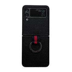 Custodia Lusso Pelle e Plastica Opaca Cover C05 per Samsung Galaxy Z Flip4 5G Nero