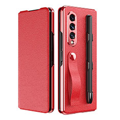 Custodia Lusso Pelle e Plastica Opaca Cover C06 per Samsung Galaxy Z Fold3 5G Rosso