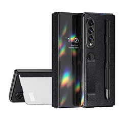Custodia Lusso Pelle e Plastica Opaca Cover C07 per Samsung Galaxy Z Fold3 5G Nero