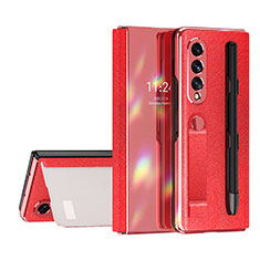 Custodia Lusso Pelle e Plastica Opaca Cover C07 per Samsung Galaxy Z Fold3 5G Rosso