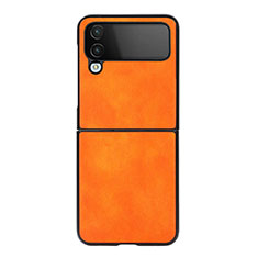 Custodia Lusso Pelle e Plastica Opaca Cover C09 per Samsung Galaxy Z Flip4 5G Arancione