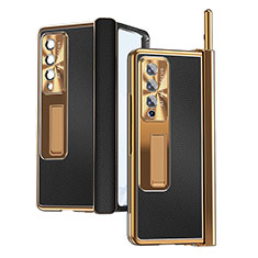 Custodia Lusso Pelle e Plastica Opaca Cover C09 per Samsung Galaxy Z Fold4 5G Oro e Nero