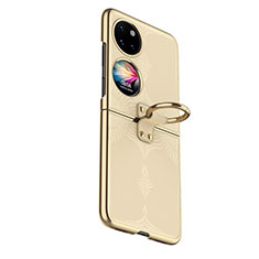 Custodia Lusso Pelle e Plastica Opaca Cover GS4 per Huawei P60 Pocket Oro