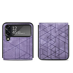Custodia Lusso Pelle e Plastica Opaca Cover H01 per Samsung Galaxy Z Flip4 5G Viola