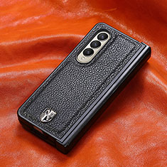 Custodia Lusso Pelle e Plastica Opaca Cover H06 per Samsung Galaxy Z Fold3 5G Nero