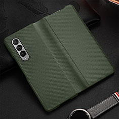 Custodia Lusso Pelle e Plastica Opaca Cover L01 per Samsung Galaxy Z Fold3 5G Verde Pastello