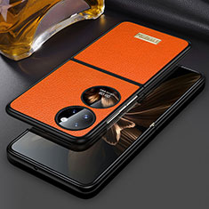 Custodia Lusso Pelle e Plastica Opaca Cover LD1 per Huawei P60 Pocket Arancione