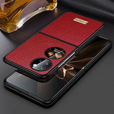 Custodia Lusso Pelle e Plastica Opaca Cover LD1 per Huawei P60 Pocket Rosso