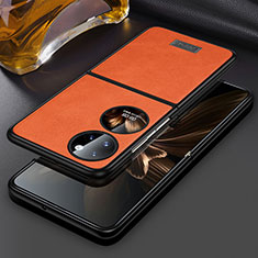 Custodia Lusso Pelle e Plastica Opaca Cover LD3 per Huawei P60 Pocket Arancione