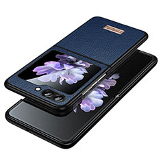 Custodia Lusso Pelle e Plastica Opaca Cover LD3 per Samsung Galaxy Z Flip5 5G Blu